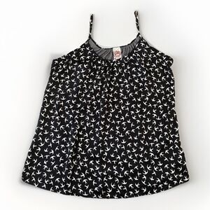Tua Cami Tank L Black White Flying Birds Flowy Tunic Style Bohemian Chic Silky
